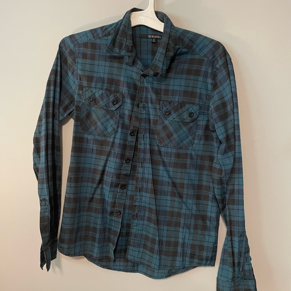 Blue and black button up